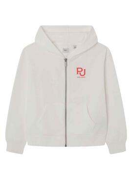 Sweat Pepe Jeans Narni Blanc pour Fille