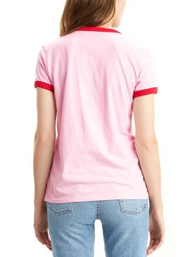 T-Shirt Levis Parfait Ringer Rose Femme