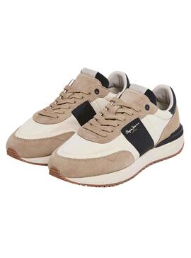 Baskets Pepe Jeans Buster Tape Beige Homme