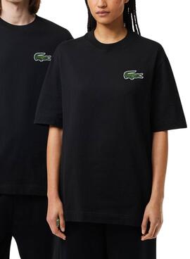 T-shirt Lacoste Unisex Loose Fit Noir Crocodile