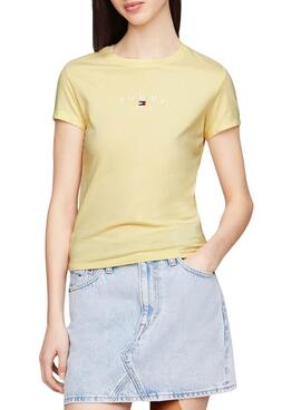 Maillot Tommy Jeans Slim Essential Jaune Femme