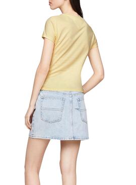 Maillot Tommy Jeans Slim Essential Jaune Femme