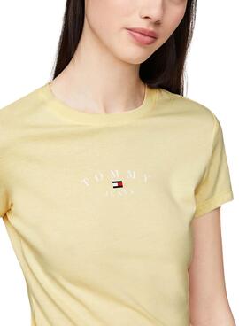 Maillot Tommy Jeans Slim Essential Jaune Femme