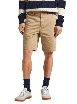 Bermudes Pepe Jeans Chino Beige pour Homme.