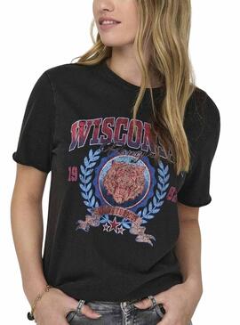 T-shirt Only Lucy Noir pour Femme