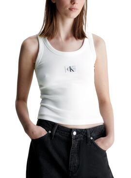 Maillot Calvin Klein Woven Label Blanc Femme