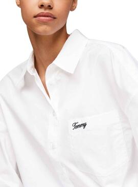 Chemise Tommy Jeans Script Blanche pour Femme