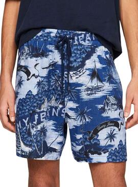 Shorts Bermuda Tommy Jeans Hawaïen Bleu pour Homme