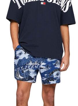 Shorts Bermuda Tommy Jeans Hawaïen Bleu pour Homme