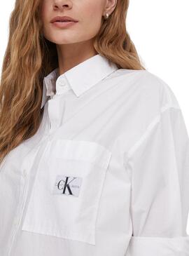 Chemise Calvin Klein Woven Label Blanc Femme