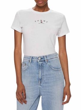 T-shirt Tommy Jeans Slim Logo Blanc pour Femme