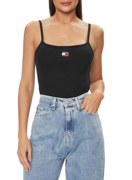 Débardeur Tommy Jeans Badge Rib Strap Noir Femme