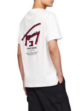 T-shirt Tommy Jeans Reg 3D Street Blanc Homme
