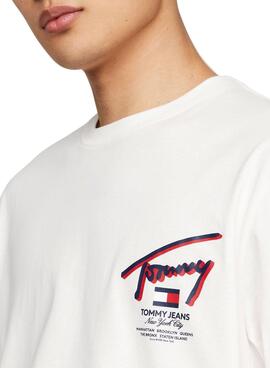 T-shirt Tommy Jeans Reg 3D Street Blanc Homme