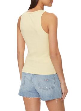 Maillot Tommy Jeans Essential Rib Jaune Femme