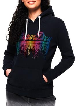 Sweat Superdry Cascade Logo Bleu Femme