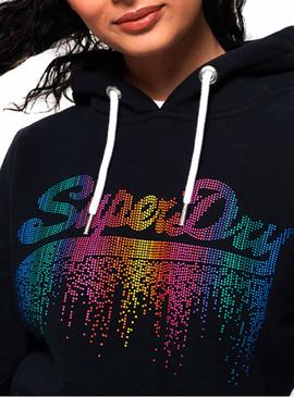 Sweat Superdry Cascade Logo Bleu Femme