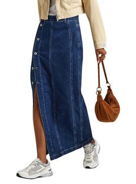 Jupe Pepe Jeans Midi Bleue pour Femme