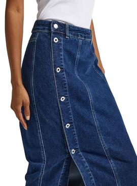 Jupe Pepe Jeans Midi Bleue pour Femme