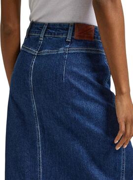 Jupe Pepe Jeans Midi Bleue pour Femme