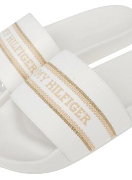 Sandales Tommy Hilfiger tressées blanches Logo