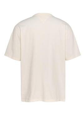 T-shirt Tommy Jeans Over Serif Blanc Pour Homme
