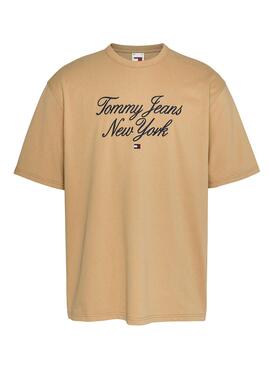 T-shirt Tommy Jeans Over Serif Camel pour homme