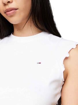 T-shirt Tommy Jeans Lock Blanc pour Femme.