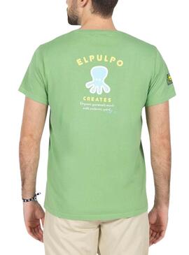 T-shirt Le poulpe imprimé Message Vert Homme