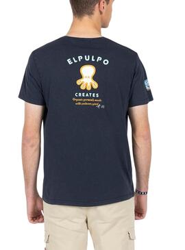 T-shirt Le poulpe imprimé Message Bleu Homme
