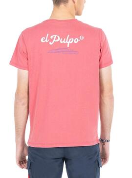 T-shirt Le poulpe imprimé texte rouge rose