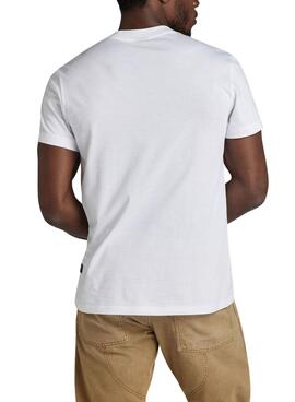 Camiseta G-Star Blanco Distressed pour Homme