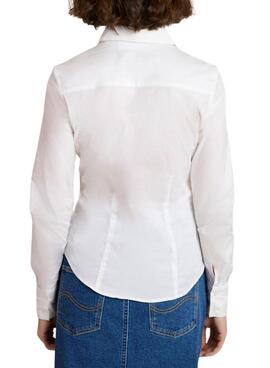 Chemise Naf Naf à rabat blanc pour femme
