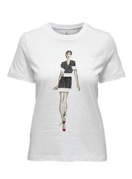 T-shirt Only Molly Ladie Blanc Pour Femme