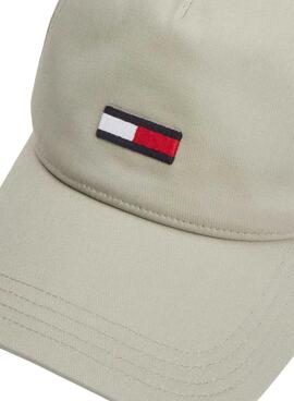 Casquette Tommy Jeans Elongated Flag Vert Lavé