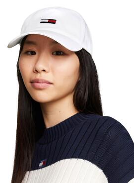 Casquette Tommy Jeans Elongated Flag Blanc