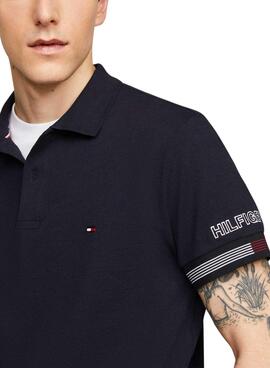 Polo Tommy Hilfiger Flag Cuff Slim Marine Homme