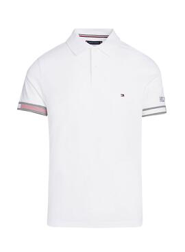 Polo Tommy Hilfiger Flag Cuff Slim Blanco Hombre : Polo Tommy Hilfiger à manches longues à coupe slim blanc pour homme