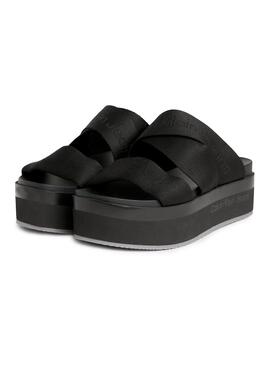Sandales Calvin Klein Jeans Plateforme Noir Femme