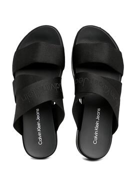 Sandales Calvin Klein Jeans Plateforme Noir Femme