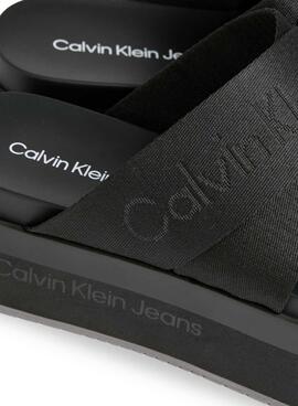 Sandales Calvin Klein Jeans Plateforme Noir Femme