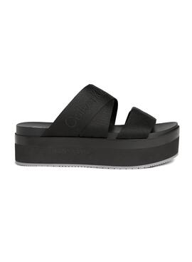 Sandales Calvin Klein Jeans Plateforme Noir Femme