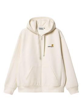 Sweat à capuche Carhartt beige à fermeture éclair pour homme.