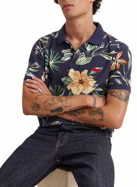  Polo Levis Housemark Fleurs Marino pour Homme.