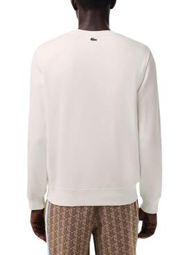 Sweat à capuche Lacoste Monogramme beige pour homme