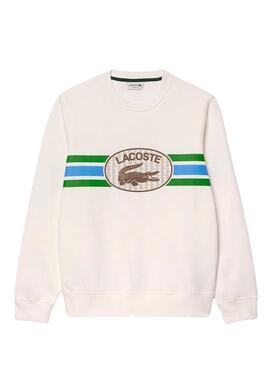 Sweat à capuche Lacoste Monogramme beige pour homme