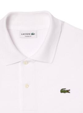 Polo Lacoste L1212 Lacoste floqué blanc homme.