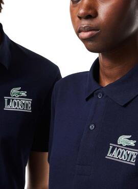 Chemise Lacoste Polo Unisexe Piqué Imprimé 3D Blanc