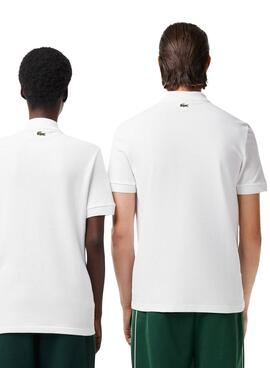 Polo Lacoste Unisexe Piqué Imprimé 3D Blanc