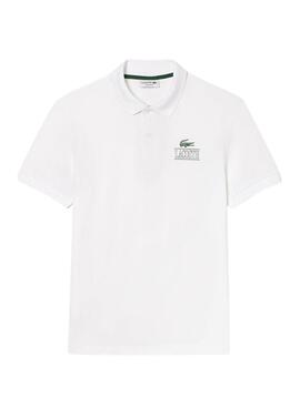 Polo Lacoste Unisexe Piqué Imprimé 3D Blanc